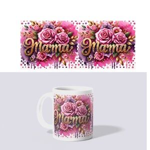 Floral Mama Mug with Pink and Purple Design